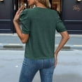 thumbnail image 3 of Puff Short Sleeve Sweater for Women Tops Spring Summer 2025 Business Casual Outfits Knit Crewneck Shirt Blouses Ink Green S, 3 of 4