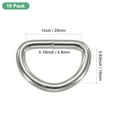 thumbnail image 3 of Uxcell 10-Pack Hebillas en D, 1 Pulgada Hebillas Metálicas en D No Soldadas para Bolsos/Delantales/Cinturones/Collares para Mascotas, Hardware de Anillo en D Semicircular [Gris Plateado], 3 of 6