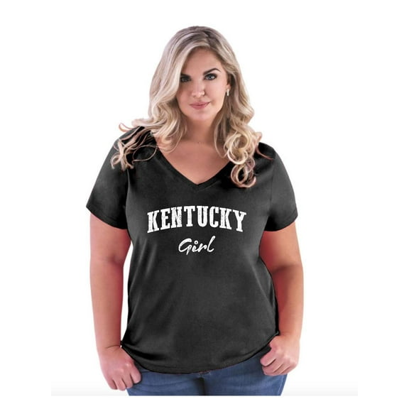 Women's Plus Size V-neck T-Shirt - Kentucky Girl
