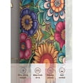 thumbnail image 5 of Boho Teal Flower Sheer Curtains 63 Inch Length 2 Panels Set, Spring Bohemia Chic Red Yellow Floral Voile Window Treatment Rod Pocket Curtains Sheers Drapes for Bedroom/Living Room/Kitchen 52x"63"x2, 5 of 7