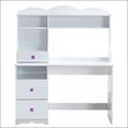 thumbnail image 2 of Desks, White 2-Drawer Writing Desk with Open Compartment | Wood Sled Base, Rubberwood/Veneer Oak, 2 of 5