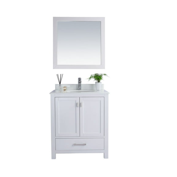 30 - Inch Single Sink Bathroom Vanity With Pure White Countertop - Laviva