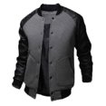 thumbnail image 1 of Men Baseball Varsity Letterman Jacket Pu Leather Bomber Coat, 1 of 2
