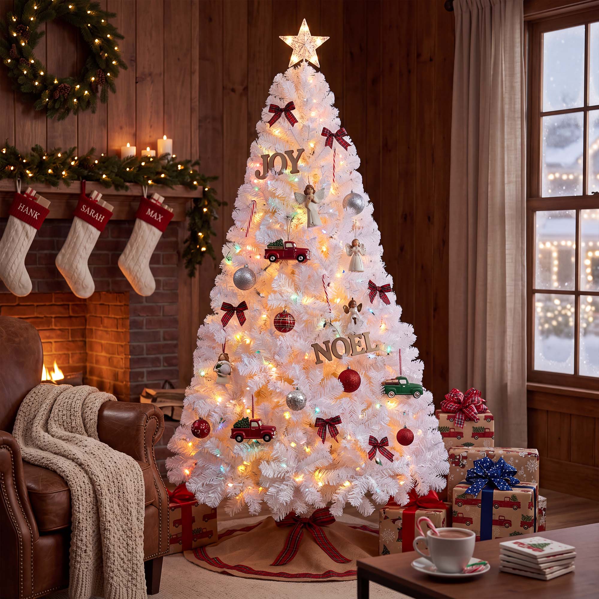 Yexmas 6 Ft Pre-Lit White Christmas Tree with Lights photo 4