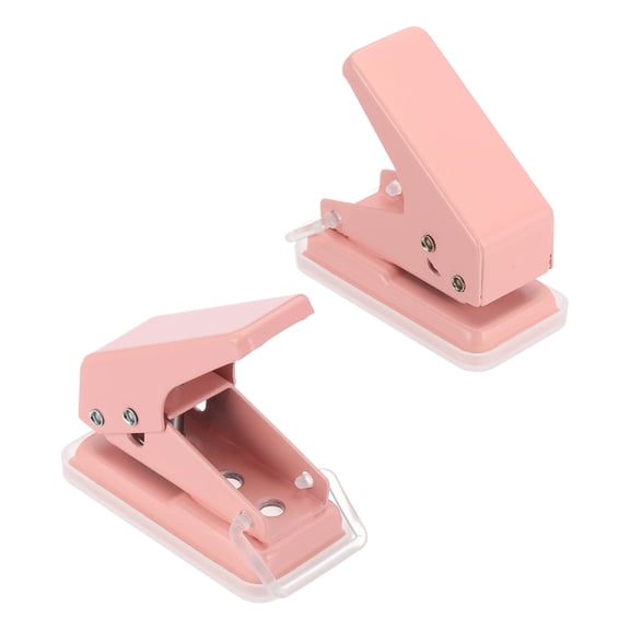 Uxcell 1/4" Single Hole Punch, 2 Pcs Mini Portable Small Hole Puncher 6 Sheet Punch Capacity Metal Paper Puncher for Tag DIY Craft Scrapbook Ticket, Pink