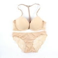 thumbnail image 1 of Wisremt Sexy Stylish Women's Push Up Front Closure Cotton Lace Racer Back Bra+Briefs Sets, 1 of 5