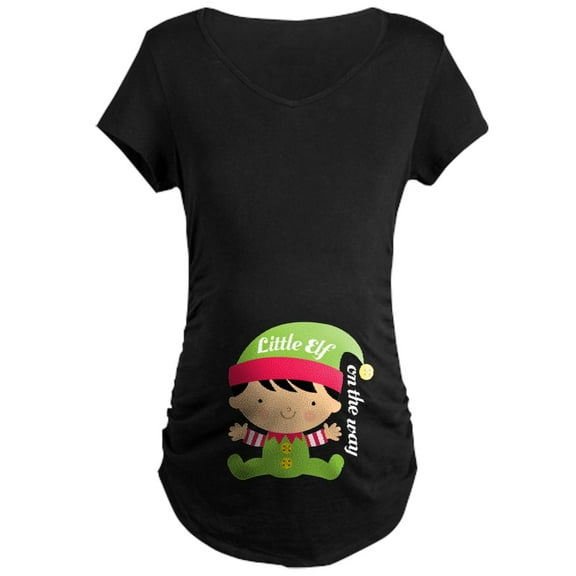 CafePress - Christmas Elf Holiday Maternity T Shirt - Maternity Dark T-Shirt