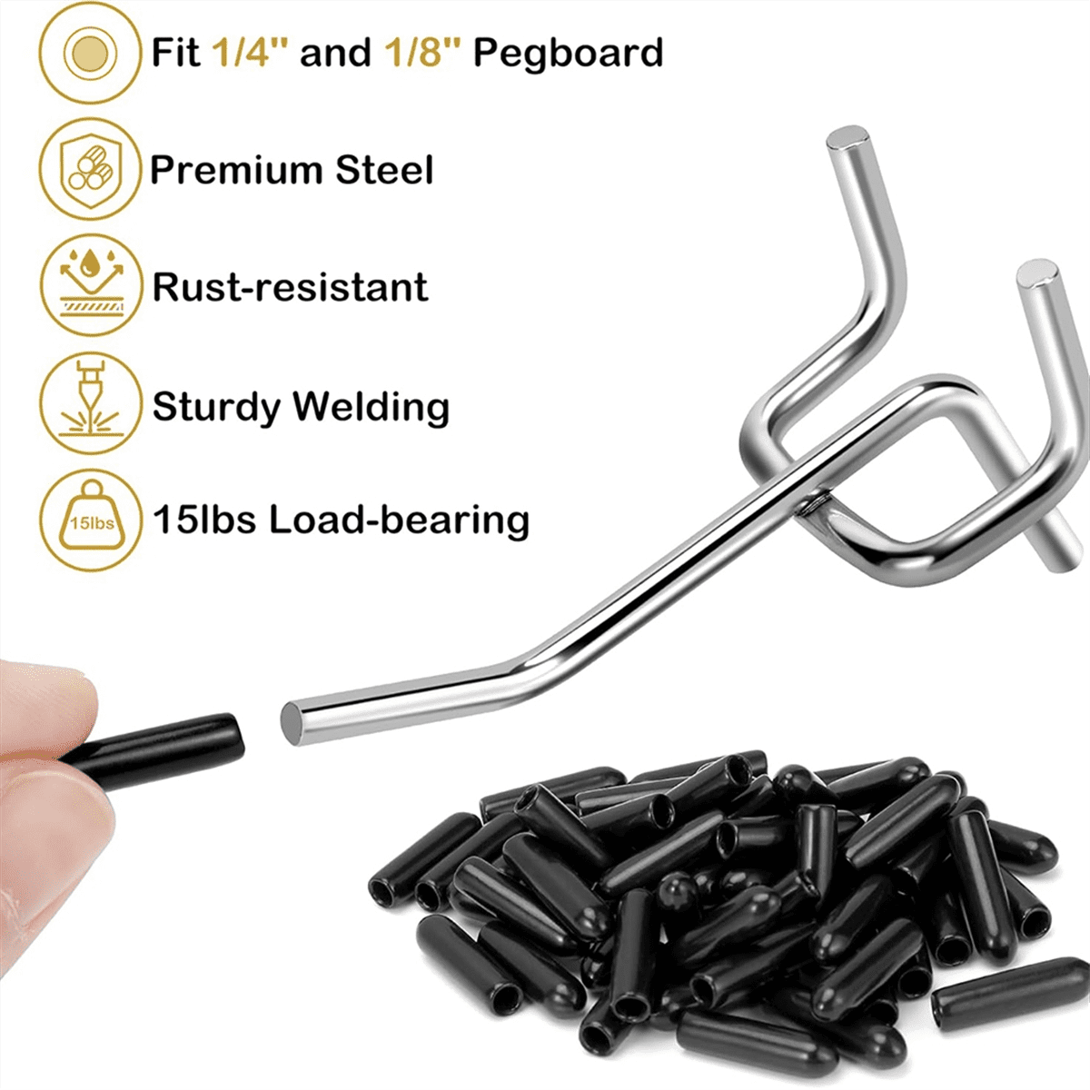 Hooks 55 Pack 2 Inches, Peg Board Hooks for Hanging, Fit 1/4inch Peg Board Organizer Accessories for Garage