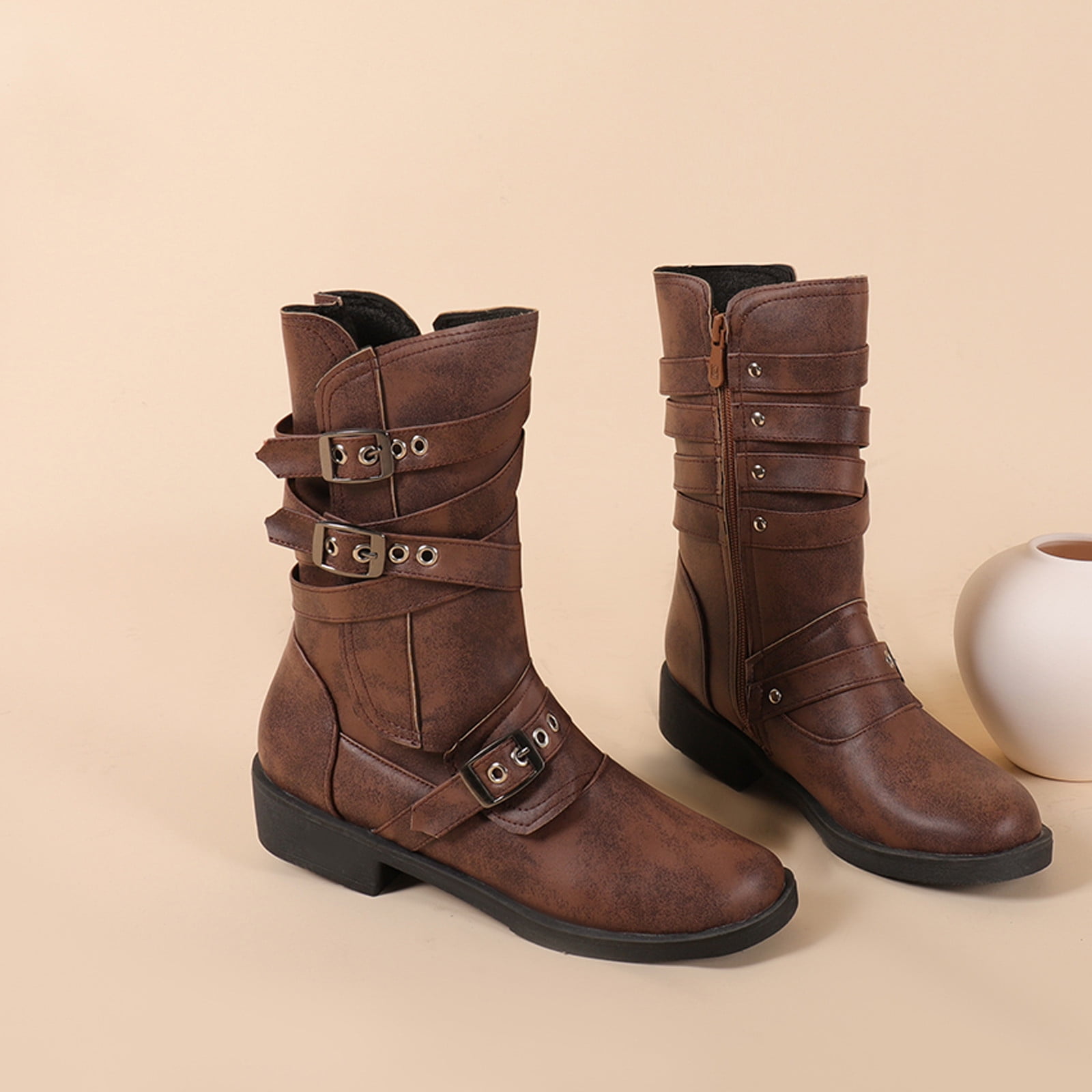 Summer Saving Clearance AXXD Mid-Calf Boots,Womens Shoes Dressy Casual 2024 Comfort Outdoor Over-the-Knee Boots For Women Couples Packer Boots Shoes For Clearence