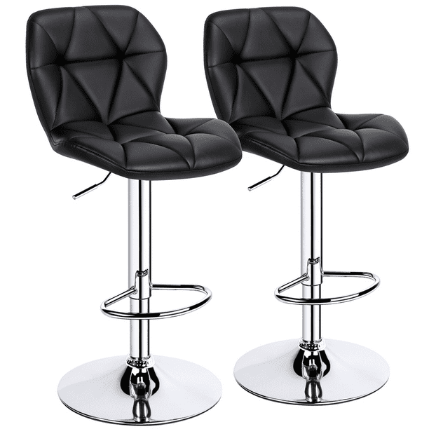 Alden Design Modern Adjustable Faux Leather Swivel Armless Bar Stool Set Of 2 Black Com Alden Design Modern Adjustable Faux, Black Leather Bar Stool Chairs