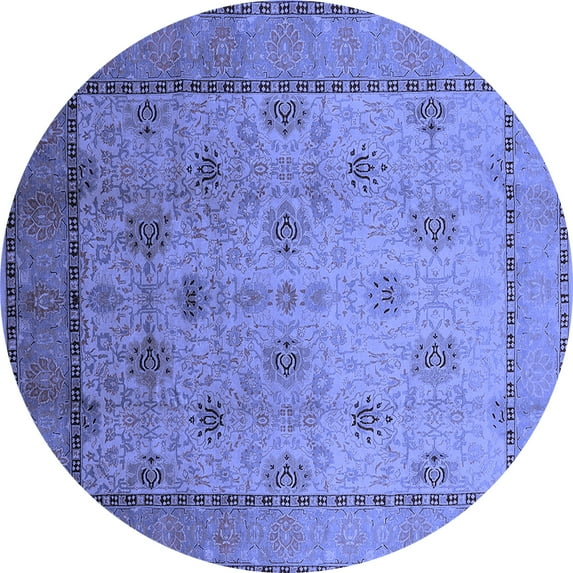 Ahgly Company Indoor Round Oriental Blue Industrial Area Rugs, 4' Round