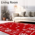 thumbnail image 2 of ODIKA 8'x10' Machine Washable Non-Slip Area Rug, Nordic Winter Wonderland Decorative Festive Tapestry High Traffic Rug with Pad, Red, 503386, 2 of 8