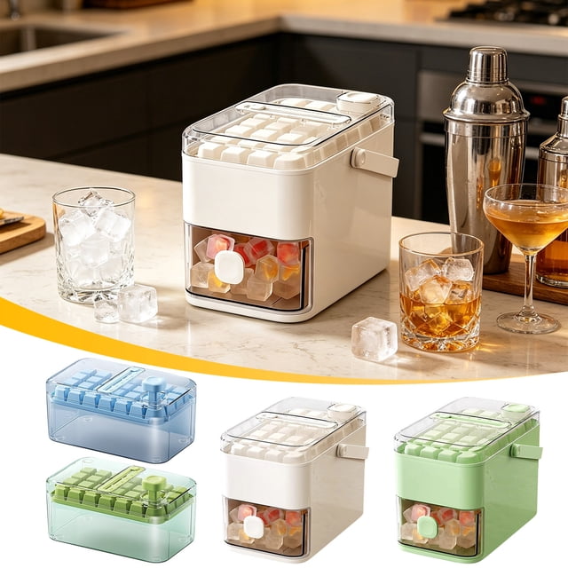 Usloyux 2Pcs Portable Pressing Ice Cubes Molds, Quick Freezing Ice Maker Tray with Easy Release Design, Compact Ice Maker for Picnic Party Travel Camping Outdoor Kitchen