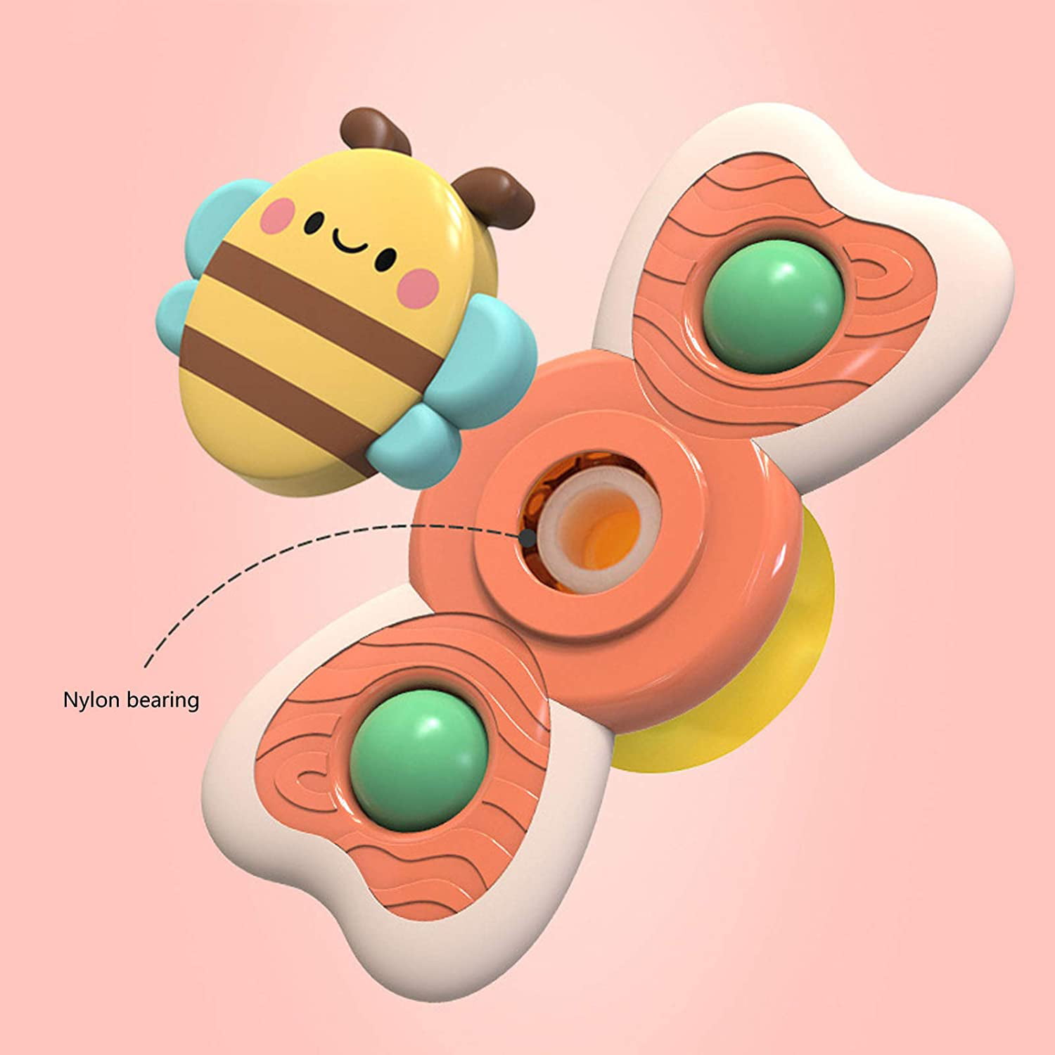 3pcs-Butterfly Ladybug bee Abendedian Baby Child Bath Suction Cup Spinning Tops Toy Animal Turntable Spinning Windmill Stress Relief Frisbee Creative Educational Toys 