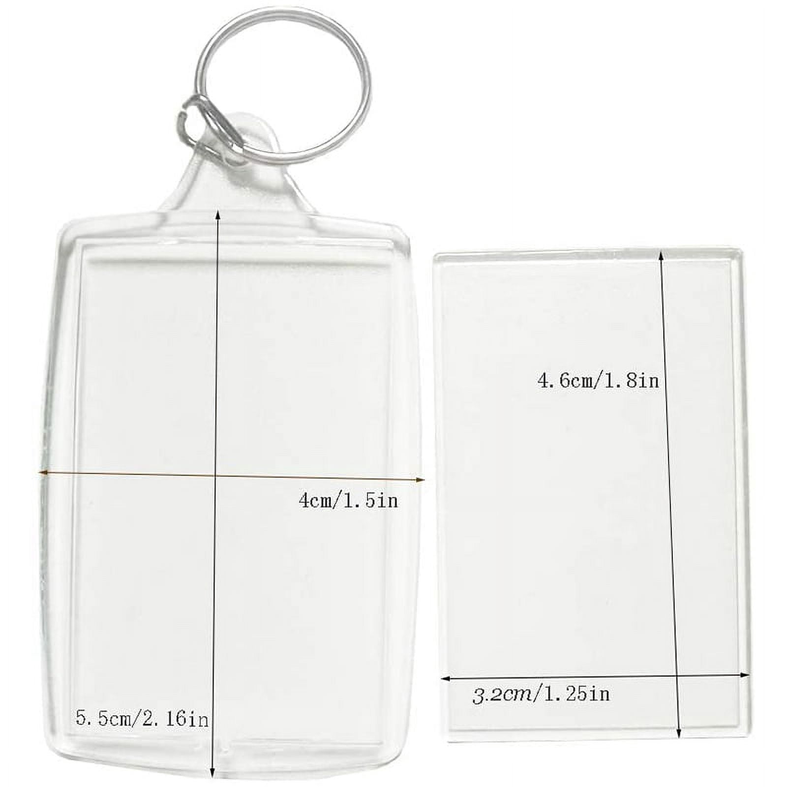 100Pcs Photo Keychain Rectangle Transparent Blank Acrylic Insert Photo Picture Frame Keyring Key Holder DIY Split Ring