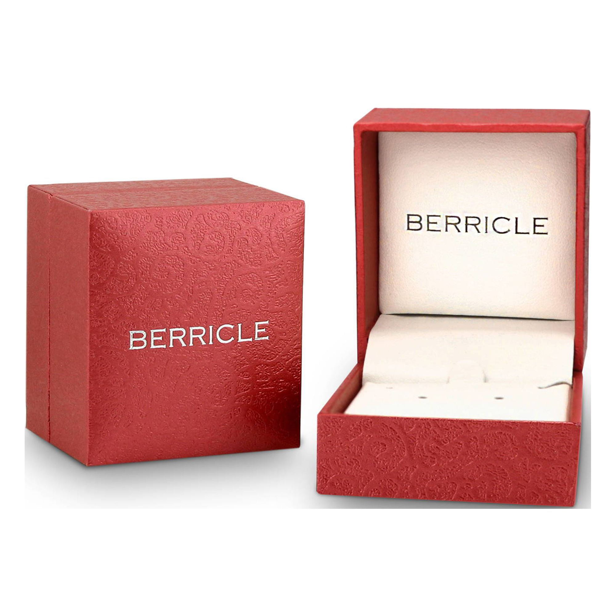 BERRICLE Sterling Silver Halo Round Cut Cubic Zirconia CZ Fashion Stud Earrings for Women, Rhodium Plated, Clear