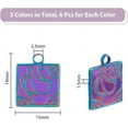 thumbnail image 2 of 18Pcs 3 Colors 201 Stainless Steel Pendants Square Mixed Color 19x15x1.5mm Hole: 2.5mm 6pcs/color, 2 of 7