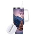 thumbnail image 2 of 40 oz Insulated Stainless Steel Tumbler Double Wall Stainless Steel Tumbler with 2-Way Drinking Beautiful Wooden Chalet, 2 of 9