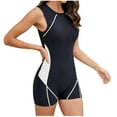 thumbnail image 3 of Womens Boyshorts Rash Guard UPF 50+ Short Sleeve Swimsuit Zip Up Surfing Bathing Suit One Piece Swimwear, 3 of 5