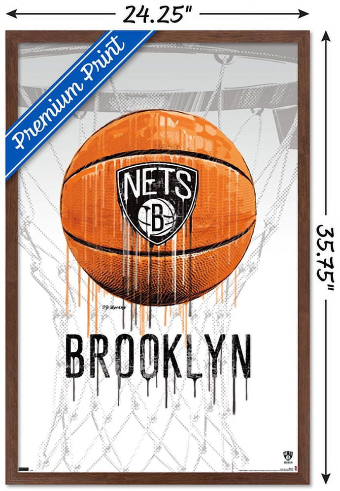 NBA Brooklyn Nets - Drip Basketball 21 Wall Poster, 22.375" x 34", Framed