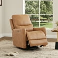 thumbnail image 2 of Dublin 30" Power Swivel Recliner Chair with Push Button Control, Smooth 360 Rotation, Comfortable Faux Leather Upholstery in Brown, 2 of 7