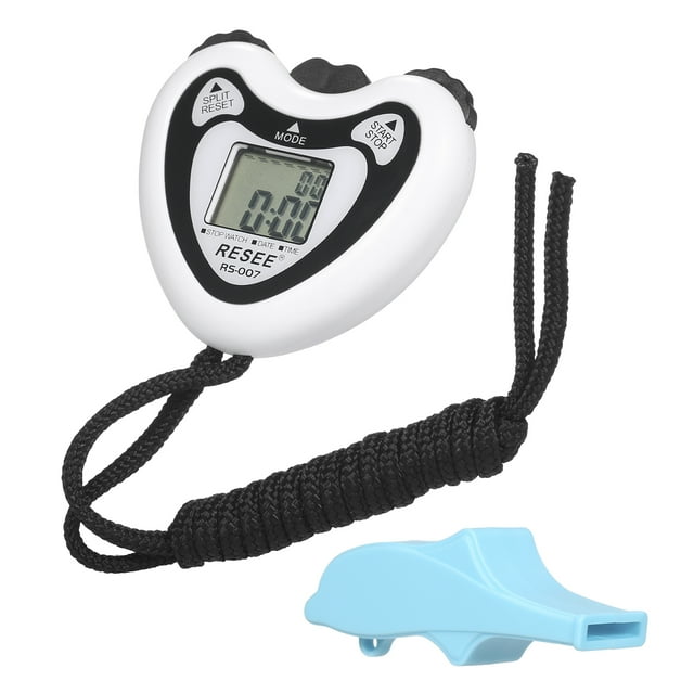 Digital Stopwatch and Whistle Set Sports Timer with Time Calendar Alarm for Marathon Running for Coaches and Referees