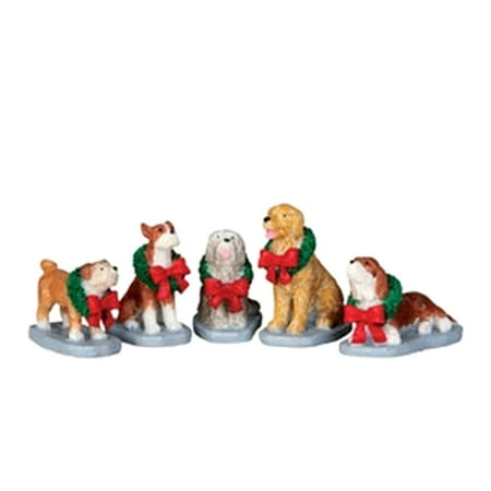 Lemax 32138 CHRISTMAS POOCH Christmas Village Figurine Set of 5 G Scale (Best Christmas Village Sets)