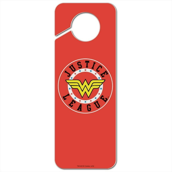 Justice League Wonder Woman Athletic Logo Plastic Door Knob Hanger Sign