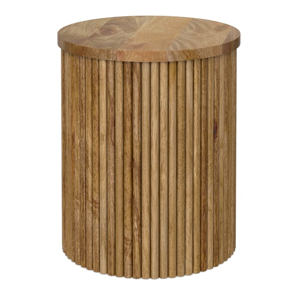 Demy 18 inch Wide Solid Mango Industrial Contemporary Accent Table in Natural, Assembled