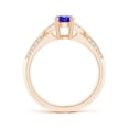 thumbnail image 2 of ANGARA Natural Oval Tanzanite Solitaire Ring with Pave Diamonds in 14K Rose Gold for Women (Size-7x5mm) | December Birthstone, Birthday, Anniversary, Jewelry Gift for Women | Natural Tanzanite Ring, 2 of 7