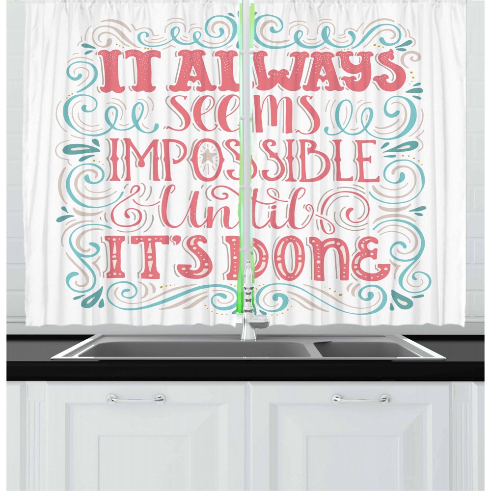 Quote Curtains 2 Panels Set, Hand Drawn Swirls and Curls It Seems