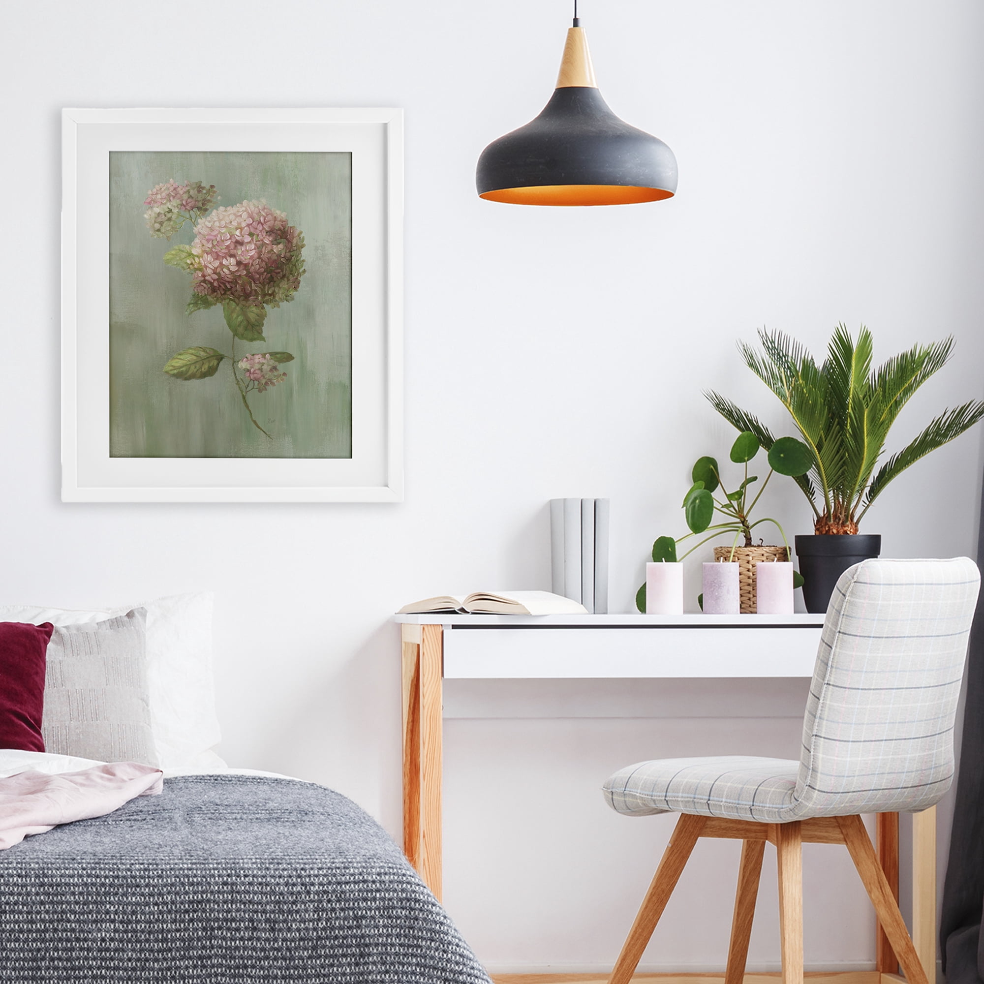 Stupell Industries Single Hydrangea Bushel White Framed Print Under Glass, design by Nan