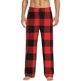thumbnail image 1 of Fotbe Buffalo Plaid Red Black Pantalones de Pijama para Hombre, Pantalones de Dormir, Pantalones de Casa con Cintura Ajustable y Bolsillos-Large, 1 of 6