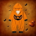 thumbnail image 2 of FEIFLY Halloween Printed Hooded Zipper Home Jumpsuit Pumpkin Onesie Family Matching Romper Holiday Loungewear For Toddler Baby, 2 of 4