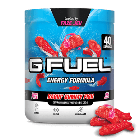 (2 pack) G Fuel Elite Energy and Endurance Powder Tub, Ragin' Gummy Fish, 40 Servings, Inspired by FaZe Jev