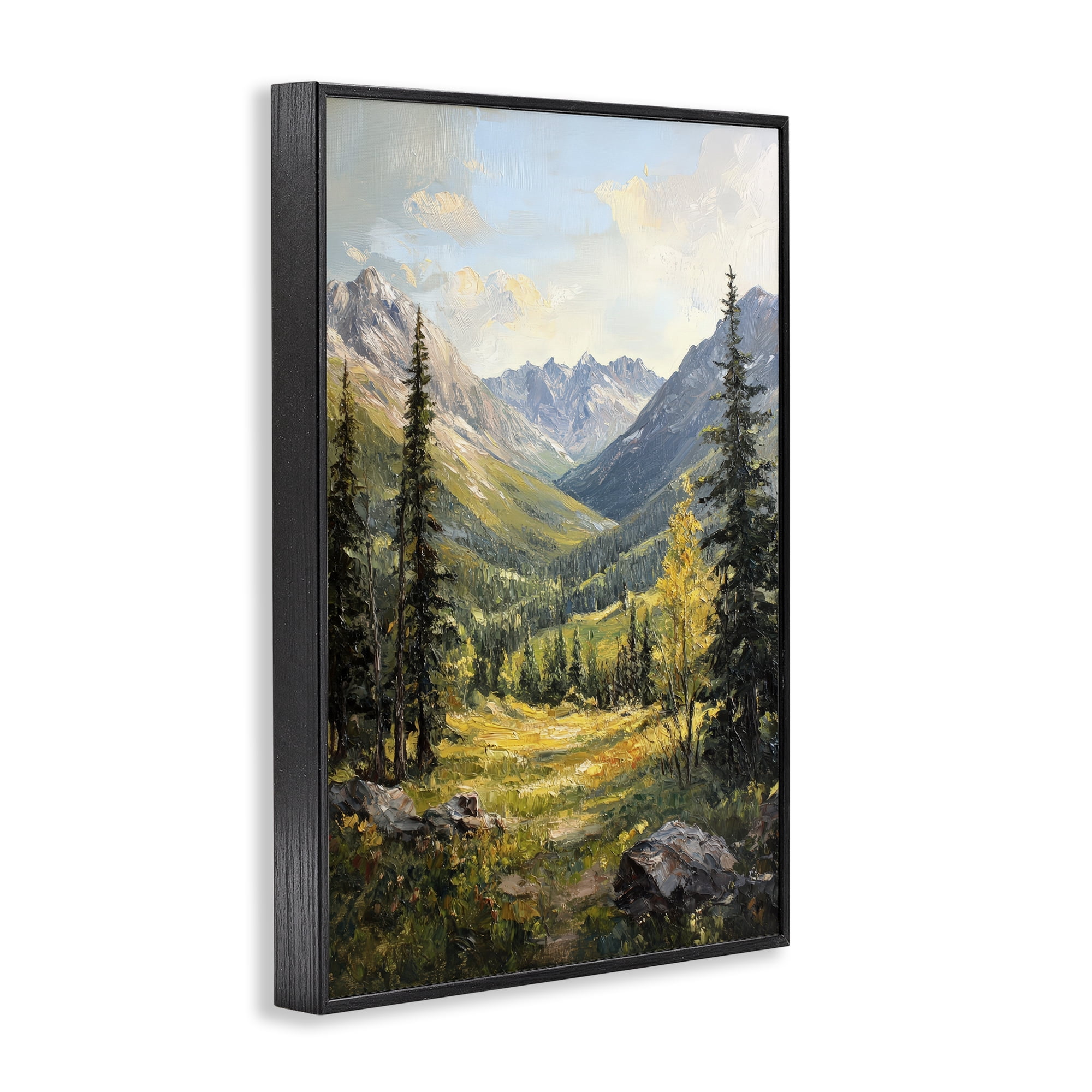 Stupell Industries Mountain Refuge in Golden Valley Black Framed Giclee Art, design by Petal Prints Design