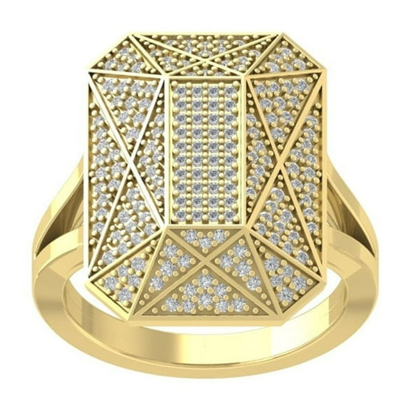 ARAIYA FINE JEWELRY 10K Yellow Gold Diamond Cluster Wedding Band Ring (1/2 cttw, I-J Color, I2-I3 Clarity) Size 9.5