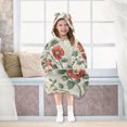 thumbnail image 7 of FORMRS Wearable Blanket Hoodie with Sleeves for Kids Cozy Flannel Sweatshirt, Red Floral Pattern, 7 of 7