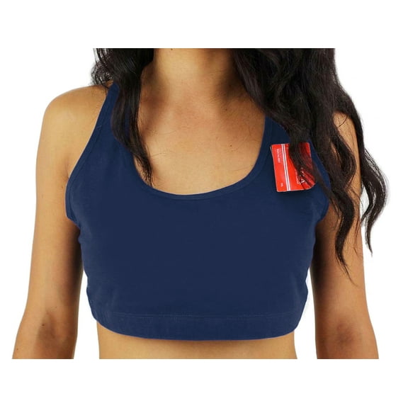 Women's Premium Athletic Gym Sport Workout Fitness Bra Stretch Crop Top - S801 (Navy, S)