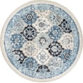 thumbnail image 2 of Alfa Rich 5x5 Area Rugs, Ultra-Thin Boho Blue Cream Rug, Non-Slip Machine Washable, Easy Clean, Pet Friendly 5' Round Rug, 2 of 5