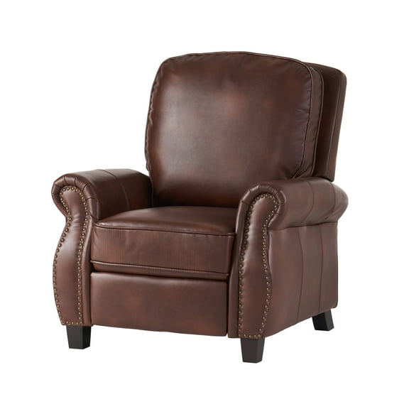 GDF Studio Cecilia Contemporary Faux Leather Pushback Recliner, Multibrown and Dark Brown