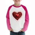 thumbnail image 6 of Girls Glitter Heart Shirt Long Sleeve Pink Top with Raglan Sleeves, Soft Casual T-Shirt for Kids to Big Kids,Size 2 T, 6 of 9