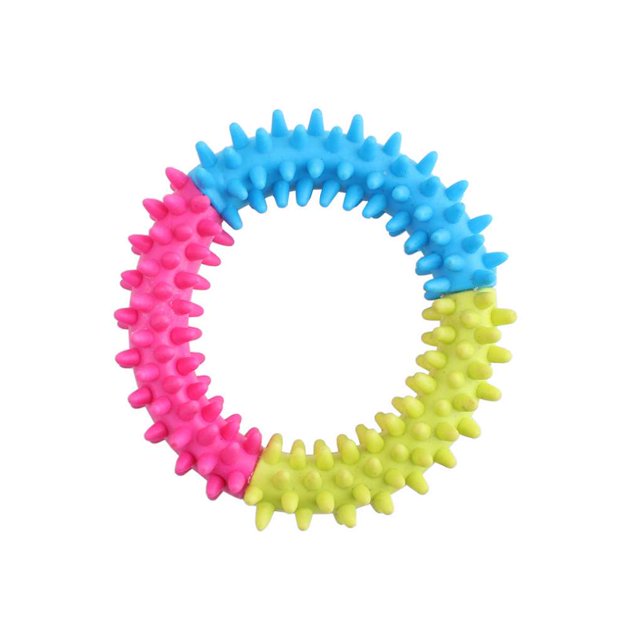 Colorido suave duradero TPR anillo de goma Dental Masticar mordida persiguiendo juguete de entrenamiento para el perrito Jooan Modelo