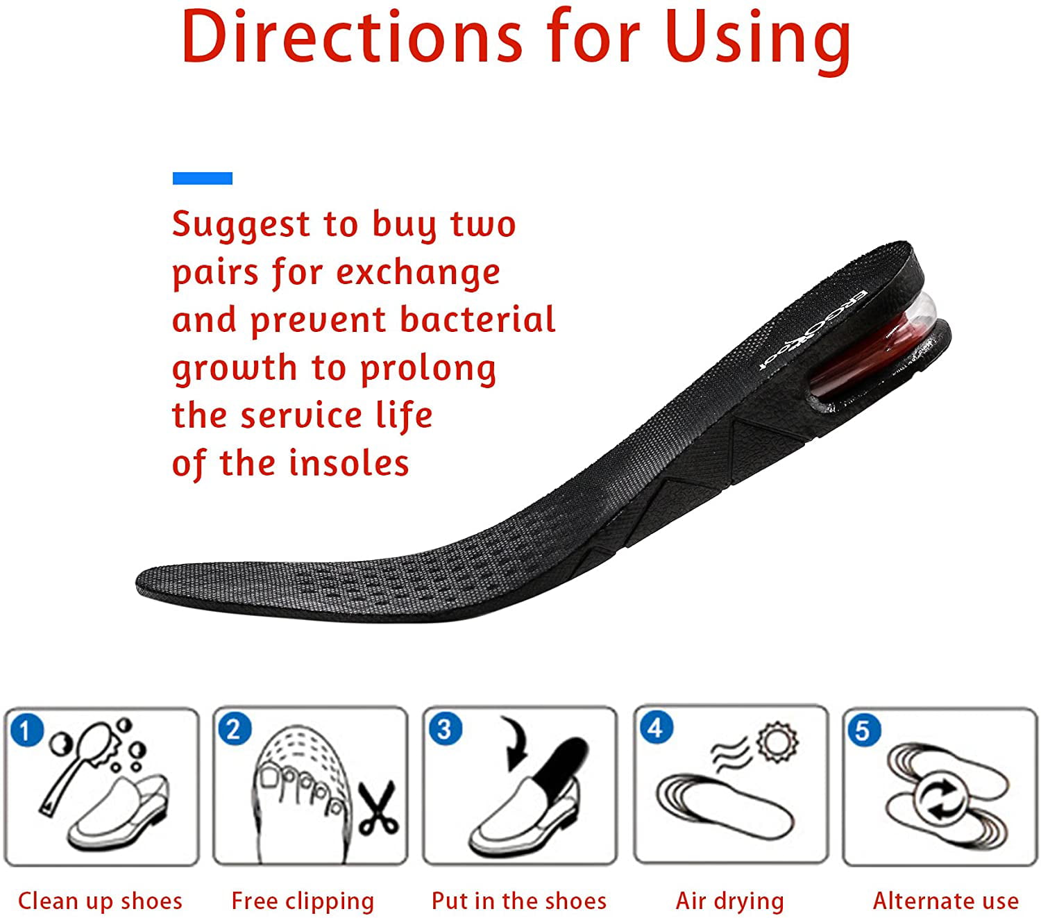 Height Increase Insoles 1 ERGOfoot Height Increase Shoe Insoles Cushion Heel Insert Length 3/4 