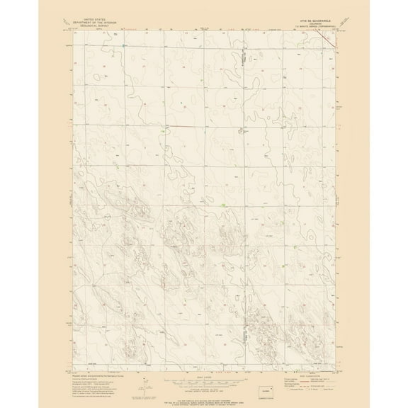 Topographical Map - Otis Southeast Colorado Quad - USGS 1972 - Vintage Wall Art