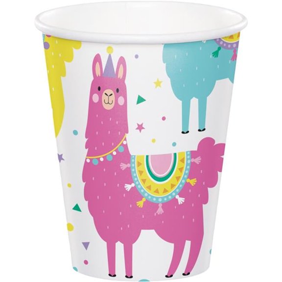 Llama Party 9 ounce Cups - 1 pack of 8 - Party Supplies