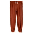 thumbnail image 6 of WTOBBY Men's Elastic Waist Drawstring Pocket Cuffed Casual Pants for Home Sleep Comfortable Soft Lounge Men's Pajama Trousers,Vermilion L, 6 of 8