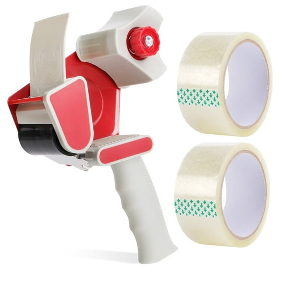 Eagle Heavy Duty Packing Tape Dispenser Gun, for 2-Inch Wide Packing Tape, 2 Rolls of Tape Included, One-Hand Operation for Shipping, Moving, Warehouse, and Office