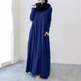 thumbnail image 2 of Women's Plus Size Casual Dress Solid Color Long Sleeve Winter Fall Basic Casual Maxi Long Dress Daily Vacation Dress Blue, 2 of 6