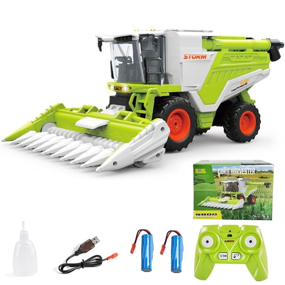 JUGAAD LIFE RC Tractor Toys for Kids Boys 3 6 Years Old, Farm Vehicle Toys with Sounds, Lights & Spray, Harvester Truck Birthday Gifts for Toddlers
